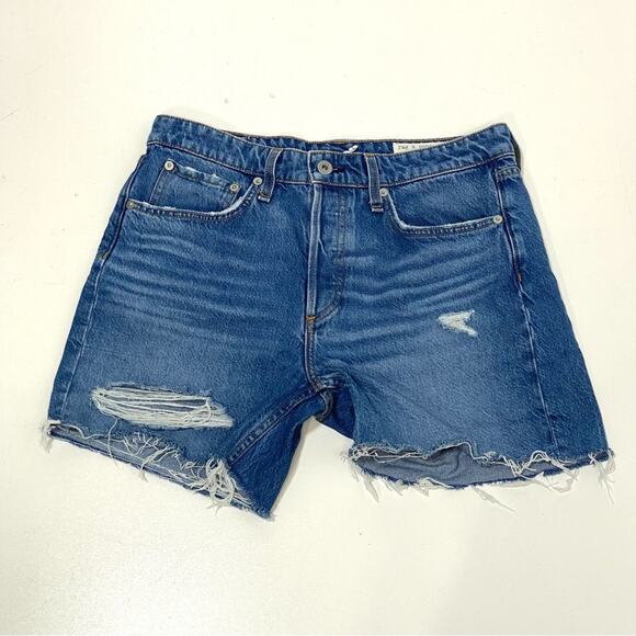 Rag & Bone Rosa Mid Rise Denim Distressed Shorts 27 - Picture 1 of 9